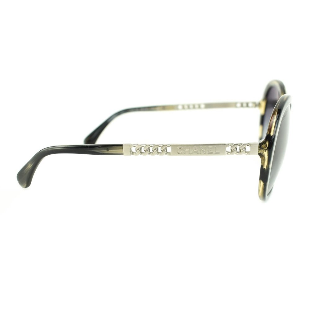 CHANEL: Gray "Horn" & "Chain" Logo Sunglasses (lc) - Picture 3 of 11